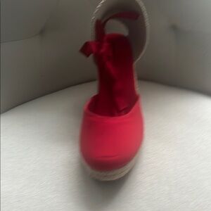 Women's Red Espadrille Wedge Shoes